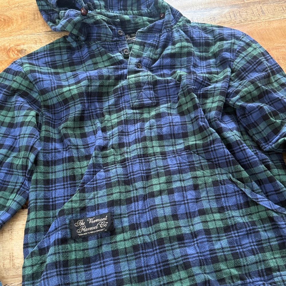 Vermont Flannel Co Henley pullover plaid shirt hoodie men’s xs - Picture 3 of 6